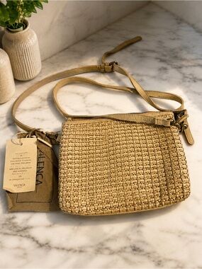 NEW! VILENCA HOLLAND Leather Woven Crossbody Bag